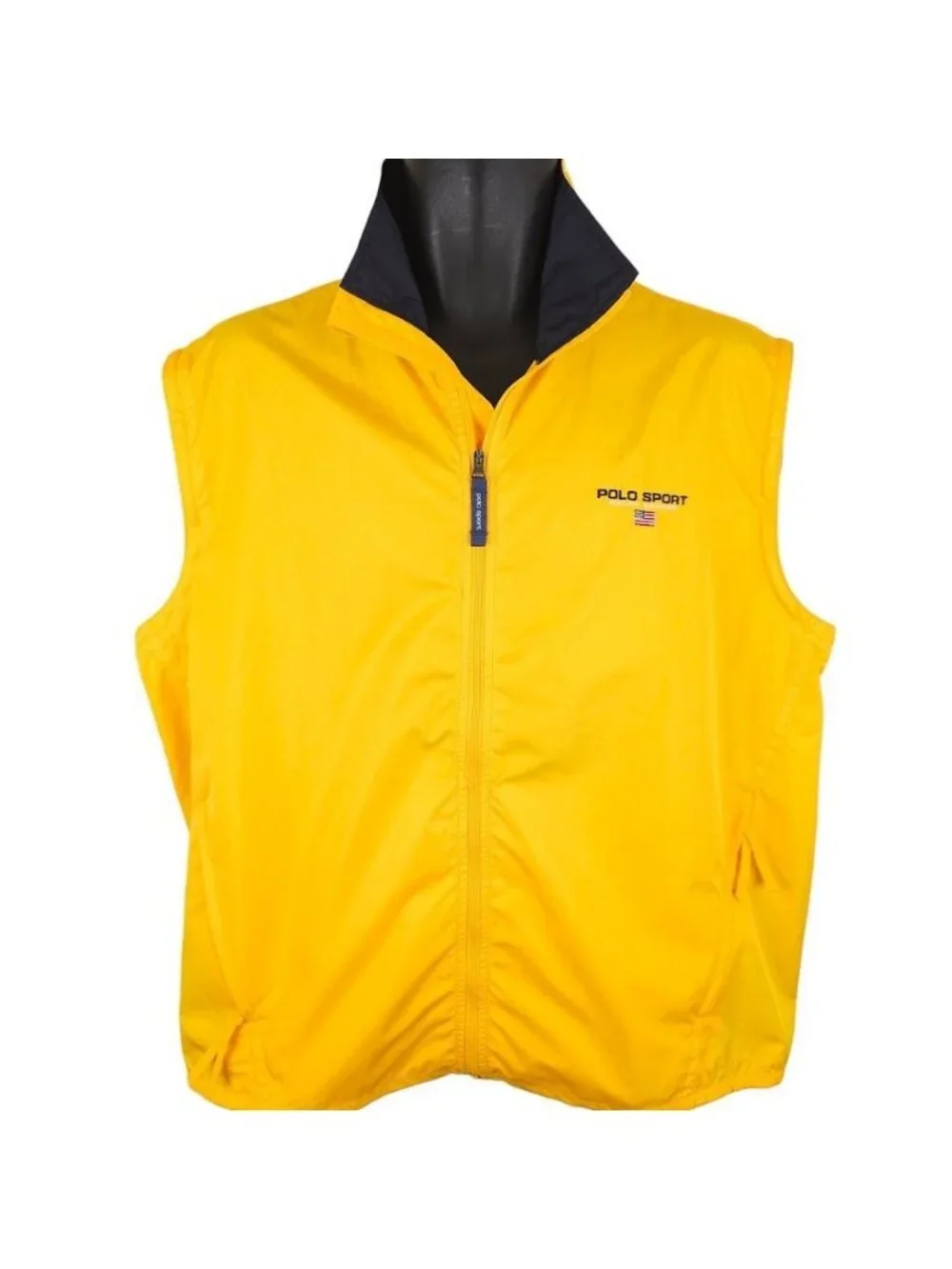Vintage Polo Sport Windbreaker Jacket Mens Size Medium Yellow 90s Vest